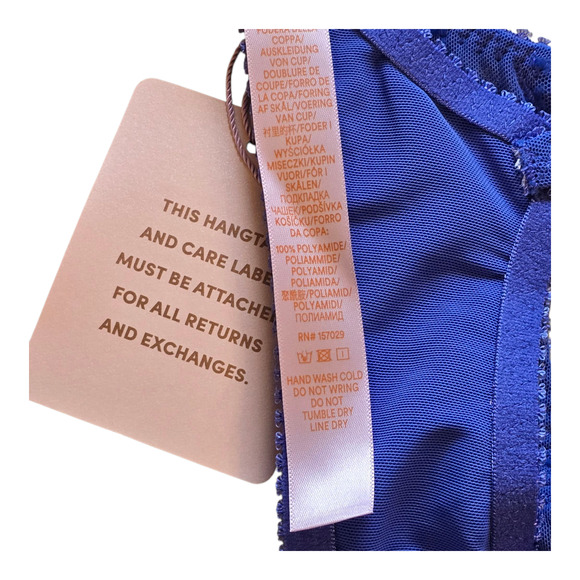 Savage x Fenty Bra Size 32B Blue Cyber Flocked Logo Unlined Demi Mesh Underwire - Picture 7 of 7